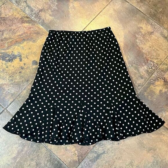 Worthington Blue Polka Dot Pleated Black Skirt 10 - Picture 7 of 8